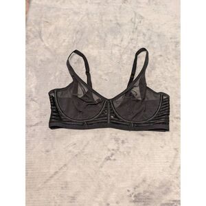 Victoria's Secret Size 36D Unlined Plunge Black Sheer Bra
